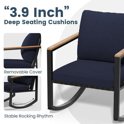 Set da conversazione per patio da 4 pezzi con cuscini e sedie a dondolo