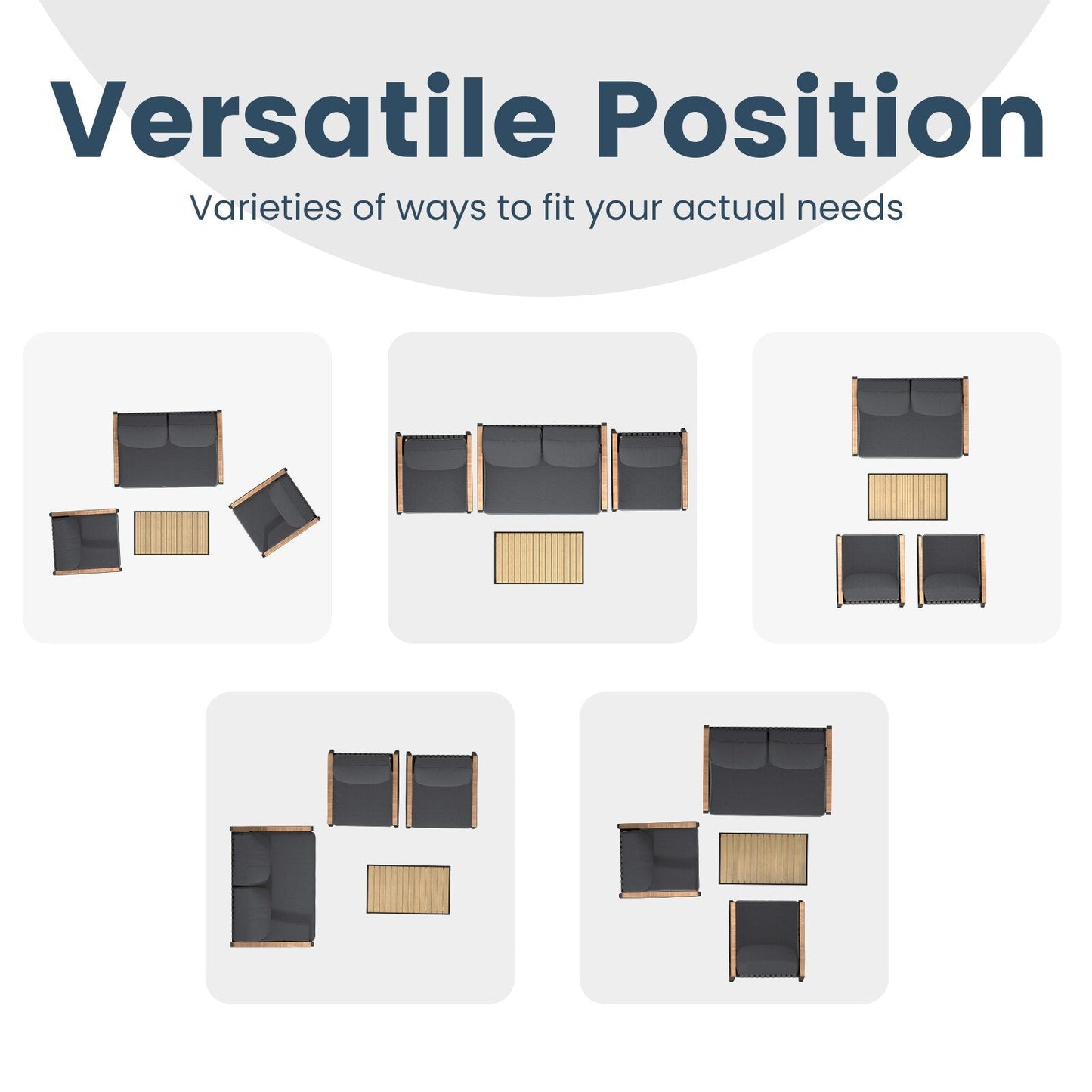 Set da conversazione per patio da 4 pezzi con cuscini e sedie a dondolo