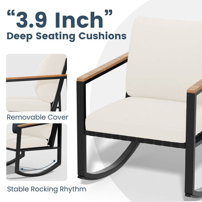 Set da conversazione per patio da 4 pezzi con cuscini e sedie a dondolo