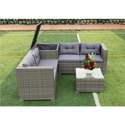 Set di divani componibili in vimini da 4 pezzi per patio