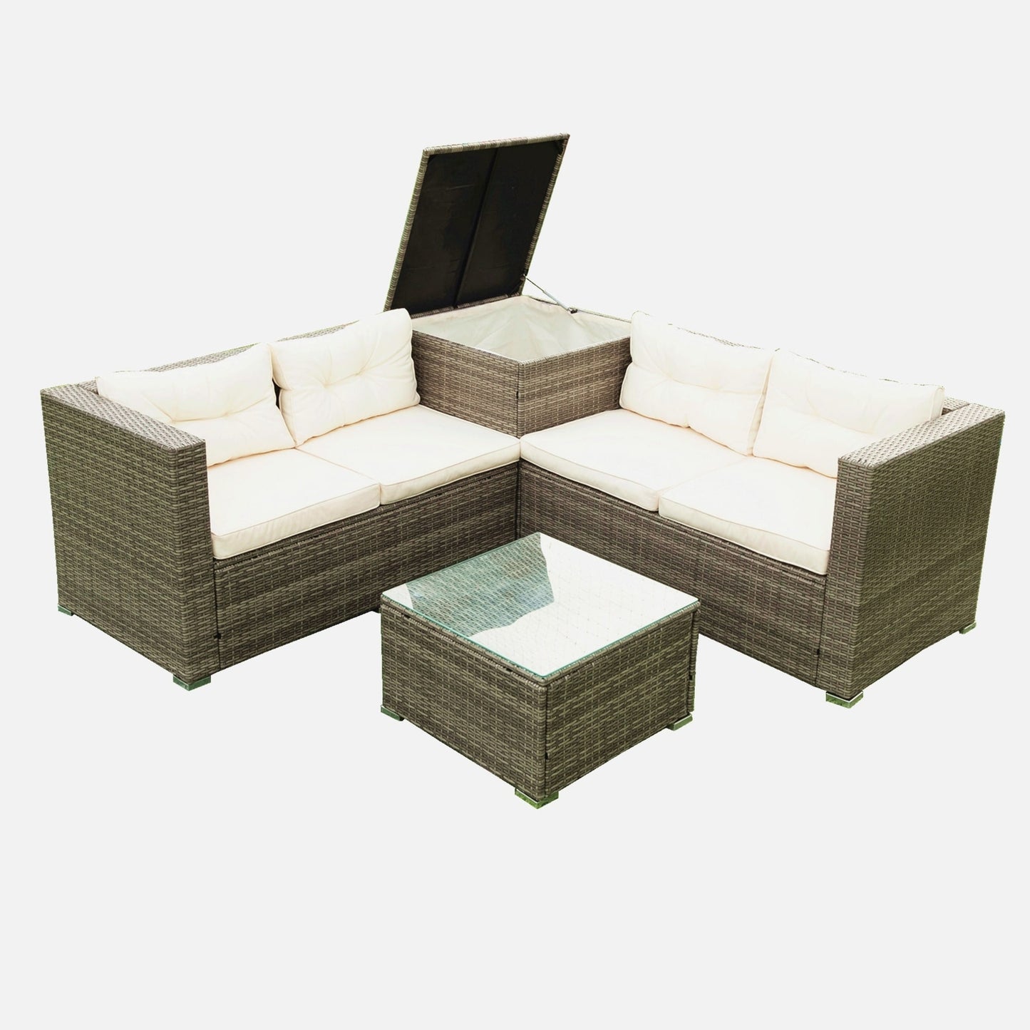 Set di divani componibili in vimini da 4 pezzi per patio