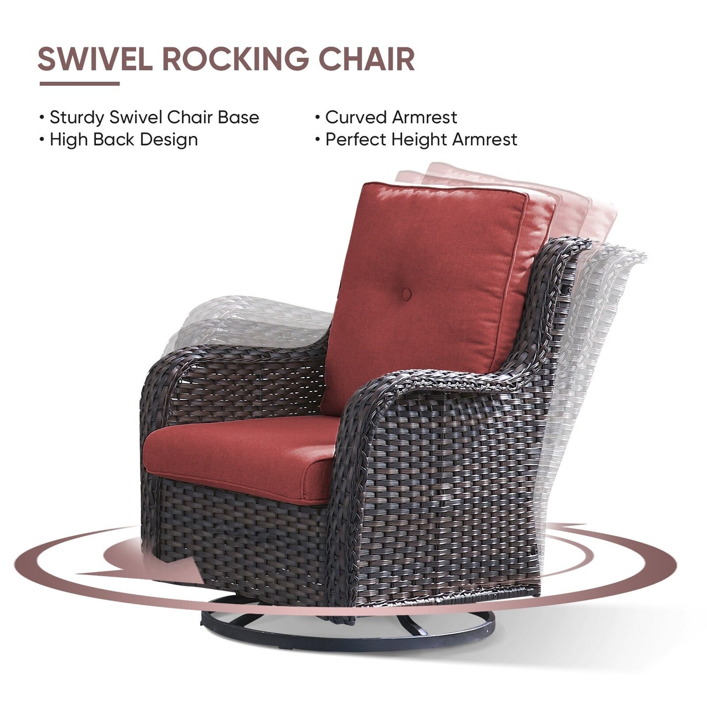 Set di 4 divani da giardino Gymojoy con sedia girevole