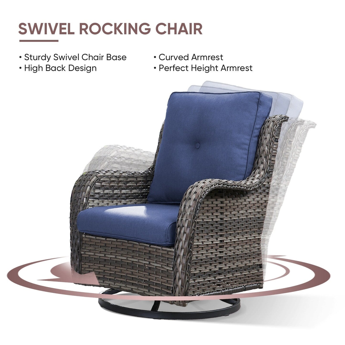 Set di 4 divani da giardino Gymojoy con sedia girevole