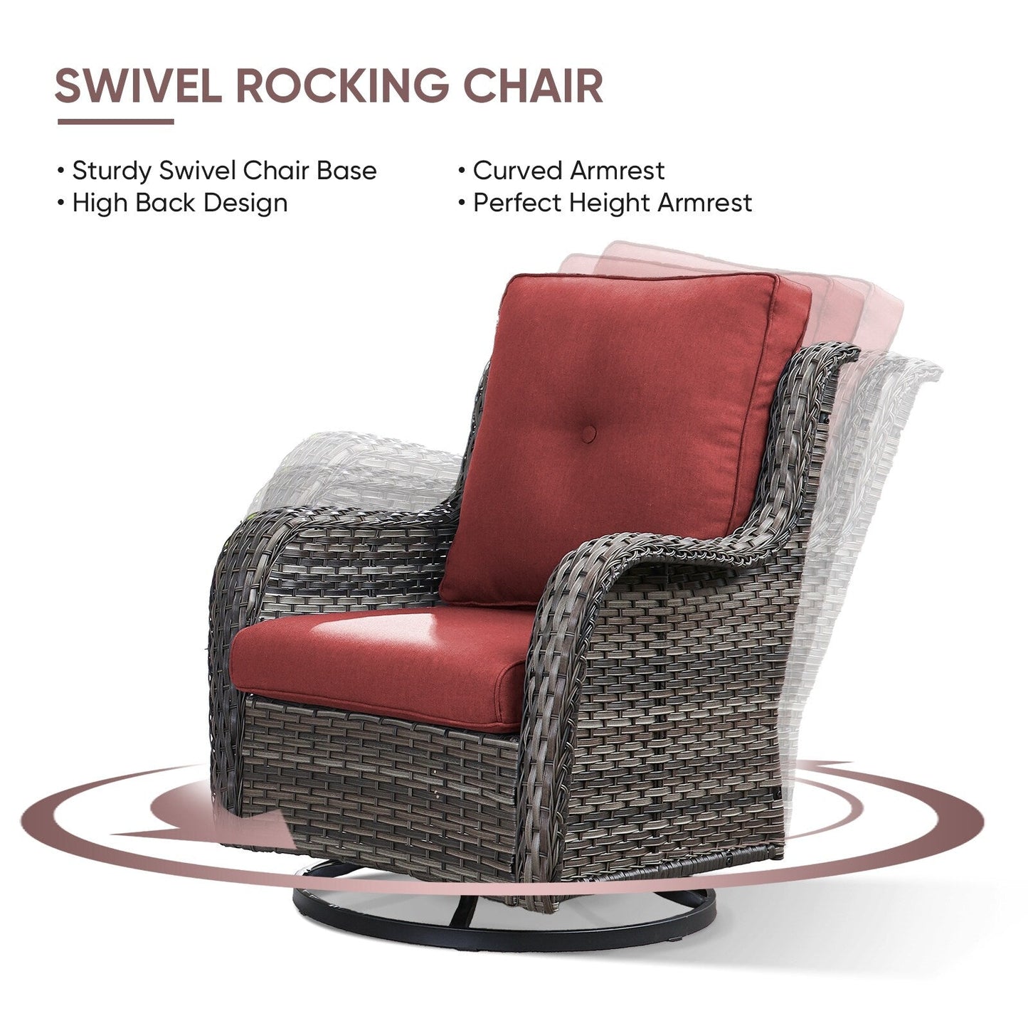 Set di 4 divani da giardino Gymojoy con sedia girevole