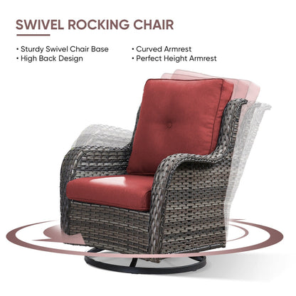 Set di 4 divani da giardino Gymojoy con sedia girevole