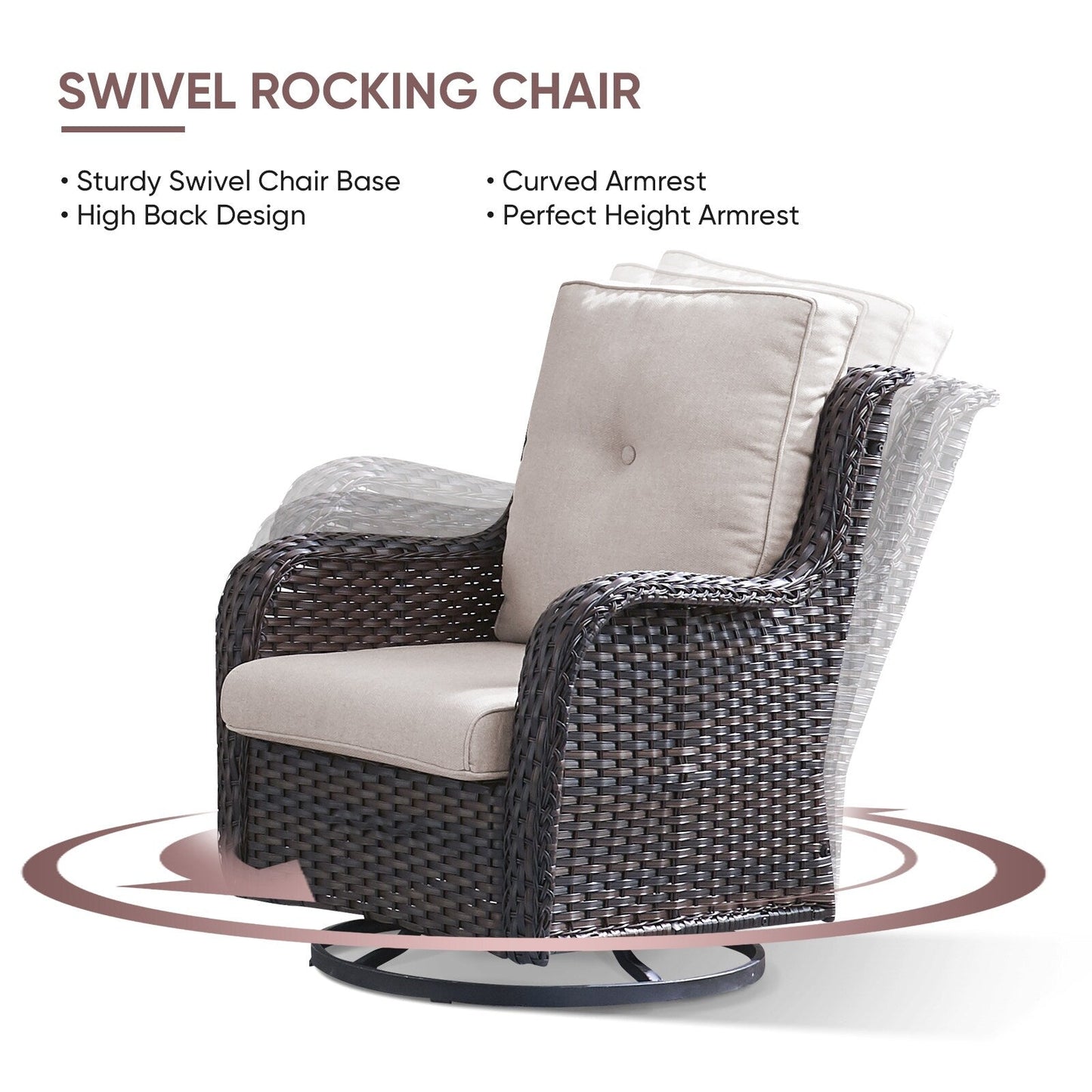 Set di 4 divani da giardino Gymojoy con sedia girevole