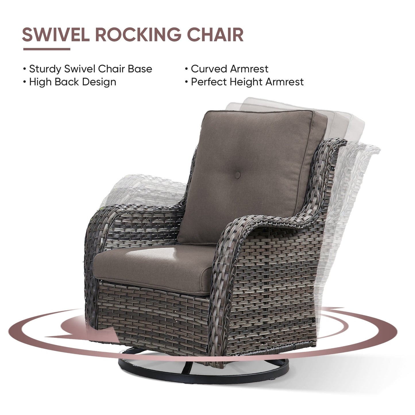 Set di 4 divani da giardino Gymojoy con sedia girevole