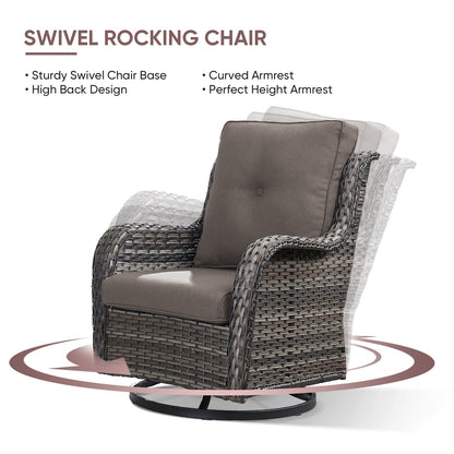 Set di 4 divani da giardino Gymojoy con sedia girevole