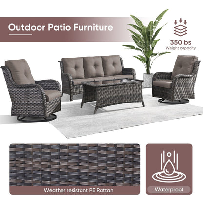 Set di 4 divani da giardino Gymojoy con sedia girevole