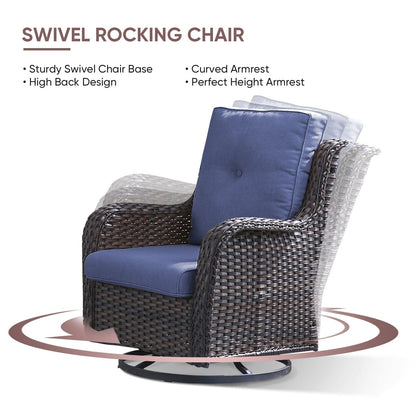 Set di 4 divani da giardino Gymojoy con sedia girevole