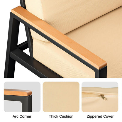 Set da salotto da esterno in legno massello da 4 pezzi con cuscini rimovibili