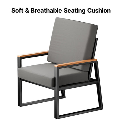 Set da salotto da esterno in legno massello da 4 pezzi con cuscini rimovibili