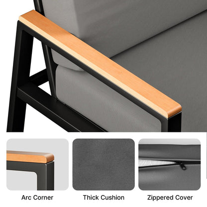 Set da salotto da esterno in legno massello da 4 pezzi con cuscini rimovibili