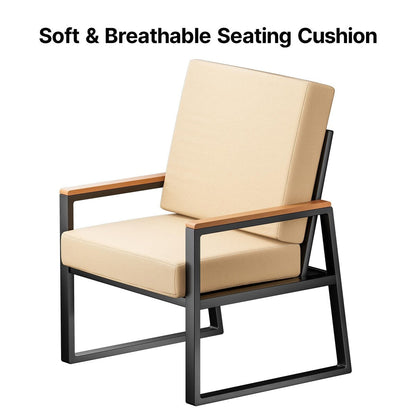 Set da salotto da esterno in legno massello da 4 pezzi con cuscini rimovibili