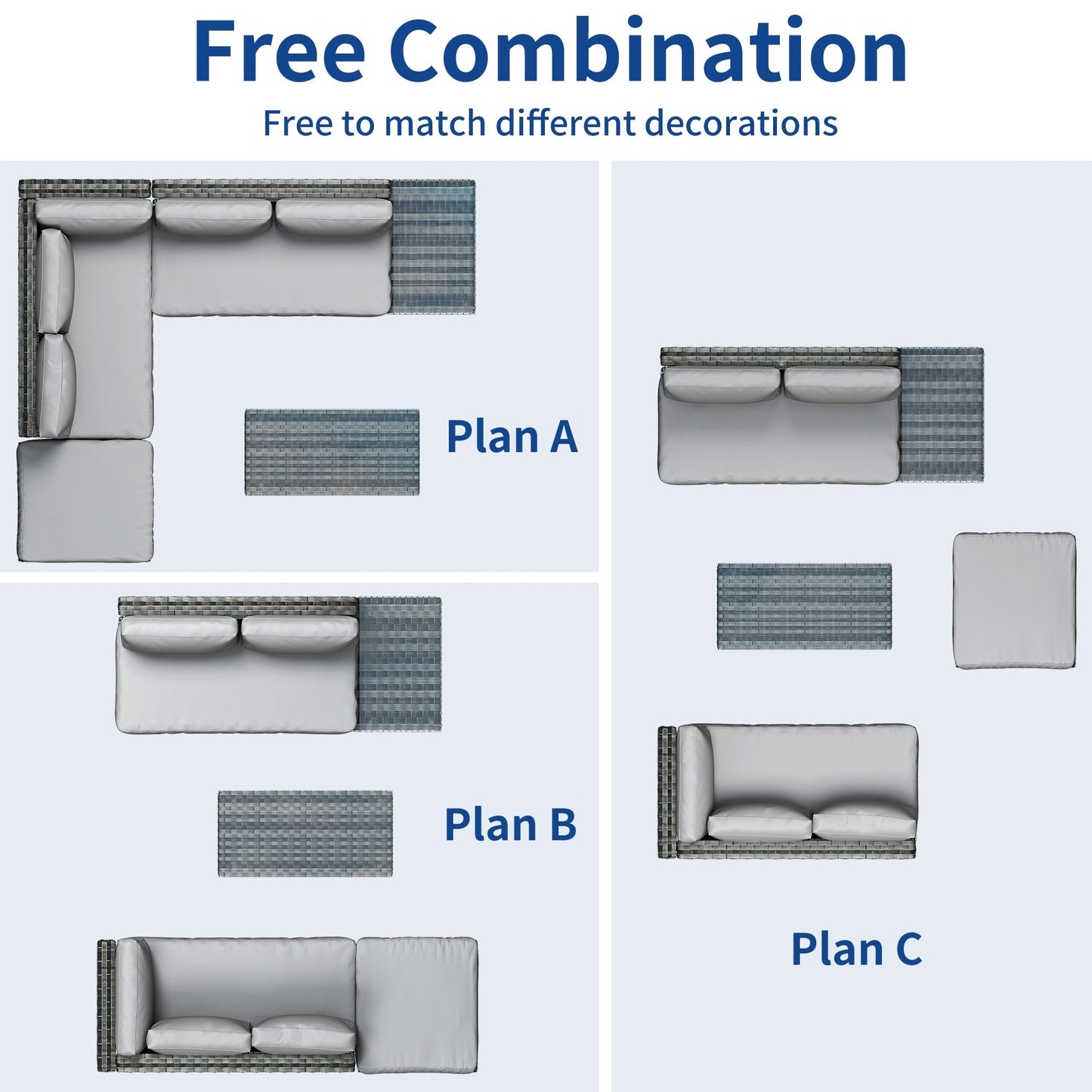 Set di 4 divani componibili a L per esterni in vimini Moasis con tavolino da caffè