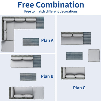 Set di 4 divani componibili a L per esterni in vimini Moasis con tavolino da caffè