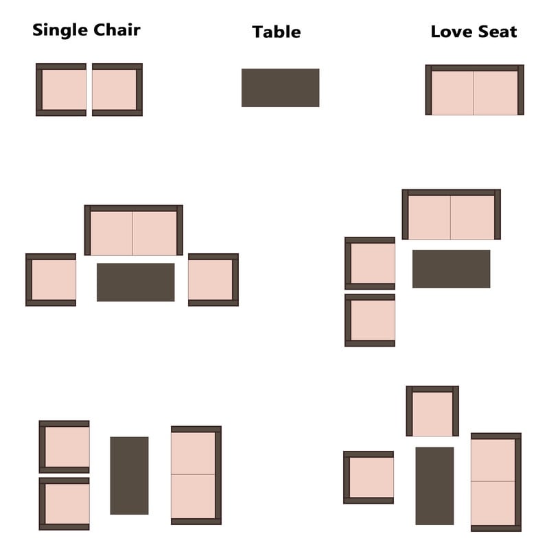 Set di mobili da giardino in rattan e vimini, 4 pezzi