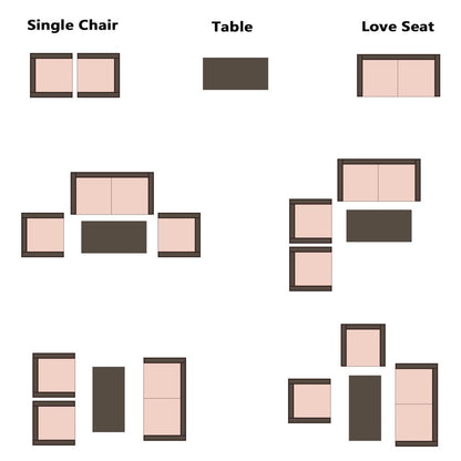 Set di mobili da giardino in rattan e vimini, 4 pezzi