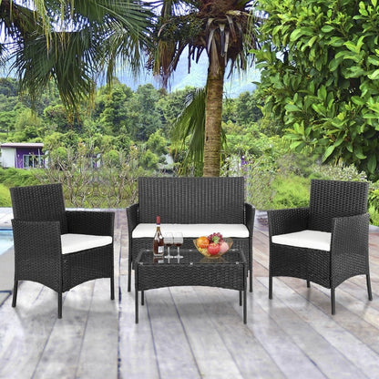 Set di mobili da giardino in rattan e vimini, 4 pezzi