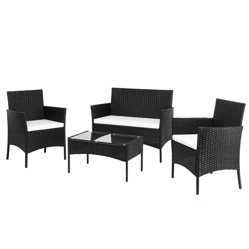Set di mobili da giardino in rattan e vimini, 4 pezzi