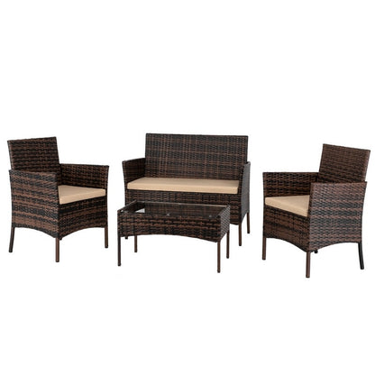 Set di mobili da giardino in rattan e vimini, 4 pezzi