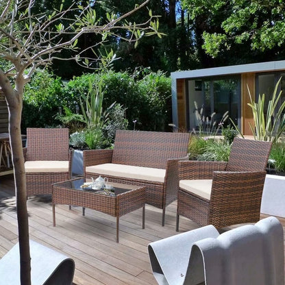 Set da esterno per patio Homall in rattan PE da 4 pezzi