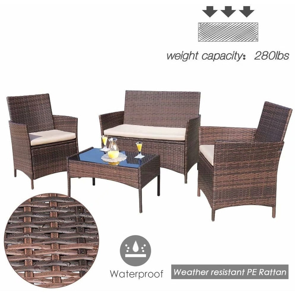 Set da esterno per patio Homall in rattan PE da 4 pezzi