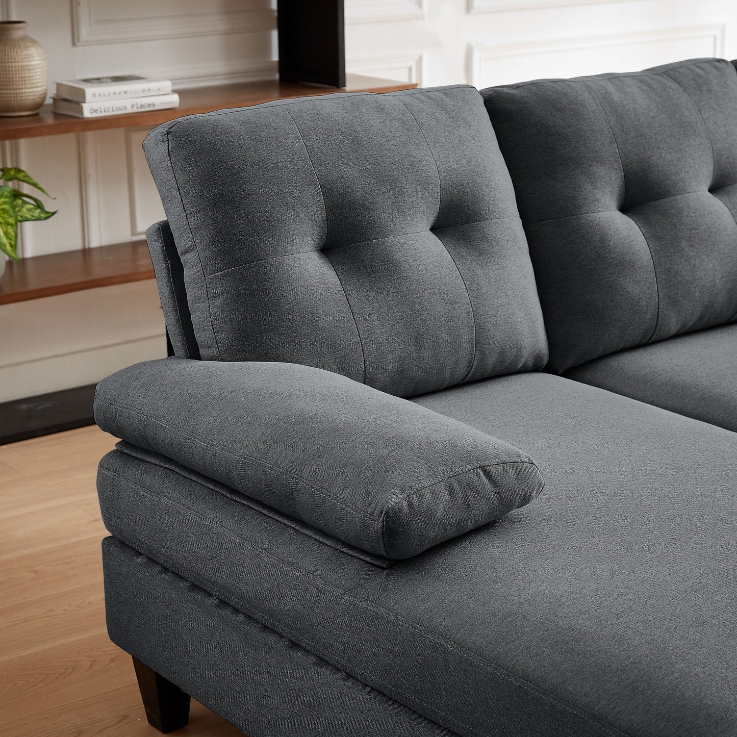 Divano componibile a 4 posti a forma di U con doppia chaise longue per soggiorno