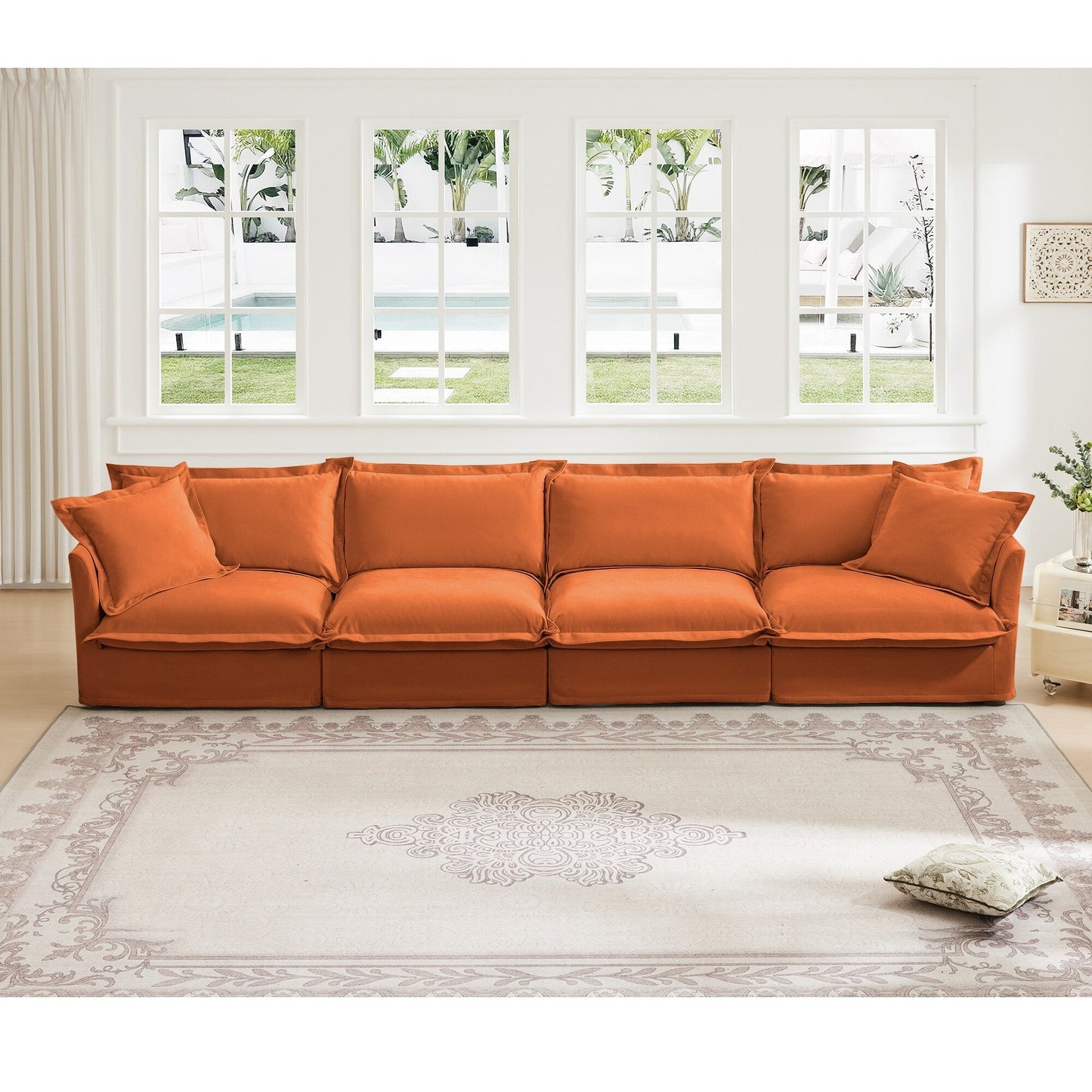 Divano in ciniglia a 4 posti con rivestimento sfoderabile per soggiorno