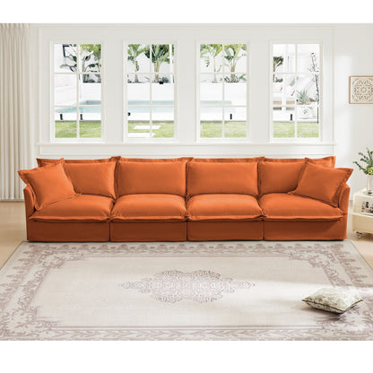 Divano in ciniglia a 4 posti con rivestimento sfoderabile per soggiorno