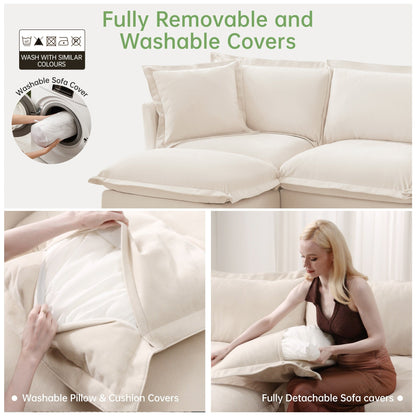 Divano in ciniglia a 4 posti con rivestimento sfoderabile per soggiorno