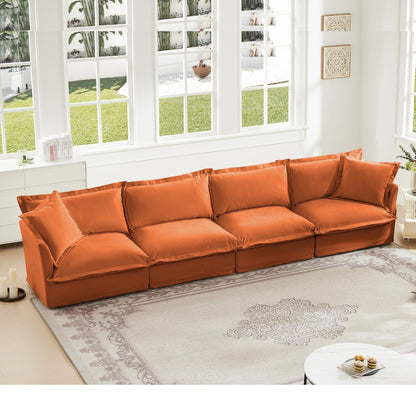 Divano in ciniglia a 4 posti con rivestimento sfoderabile per soggiorno