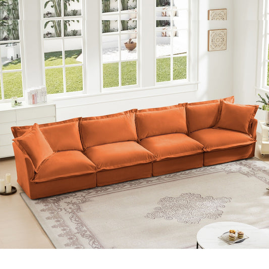 Divano in ciniglia a 4 posti con rivestimento sfoderabile per soggiorno