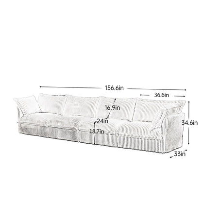 Divano a 4 posti rivestito in velluto a coste con profondità extra per il soggiorno