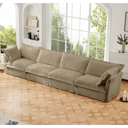 Divano a 4 posti rivestito in velluto a coste con profondità extra per il soggiorno