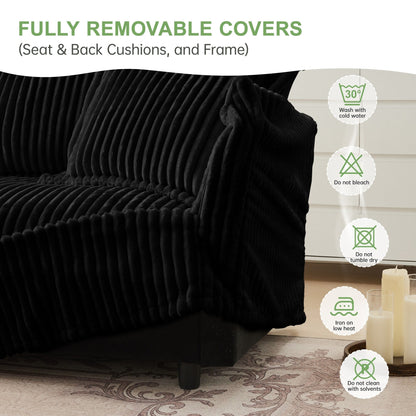 Divano a 4 posti rivestito in velluto a coste con profondità extra per il soggiorno