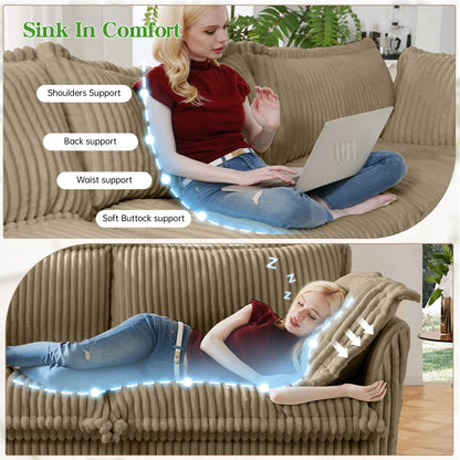 Divano a 4 posti rivestito in velluto a coste con profondità extra per il soggiorno