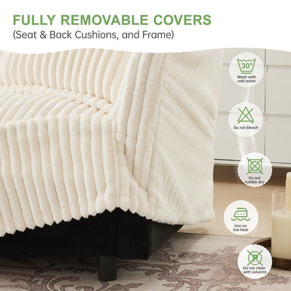 Divano a 4 posti rivestito in velluto a coste con profondità extra per il soggiorno