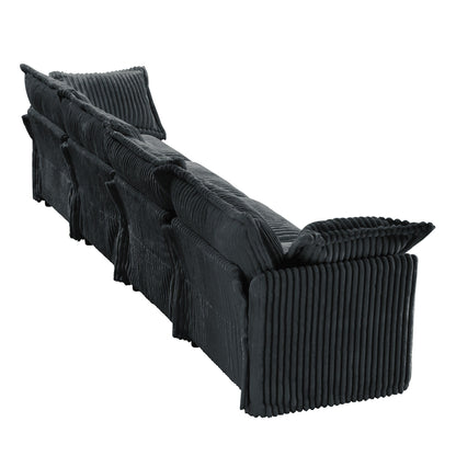 Divano a 4 posti rivestito in velluto a coste con profondità extra per il soggiorno