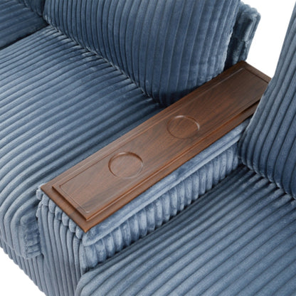 Divano moderno in velluto a coste a 4 posti con porte USB, spazio nascosto e portabicchieri ribaltabile