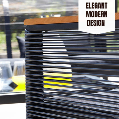 Set da conversazione per patio in vimini nero da 4 pezzi