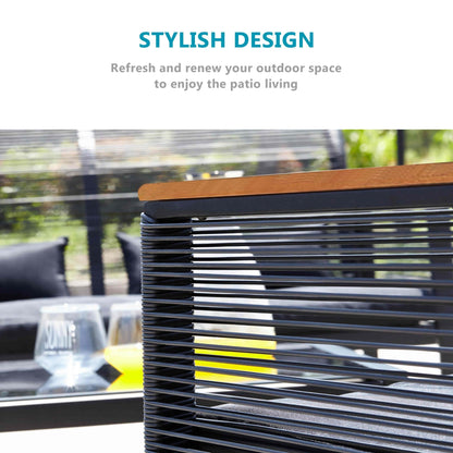 Set da conversazione per patio in vimini nero da 4 pezzi