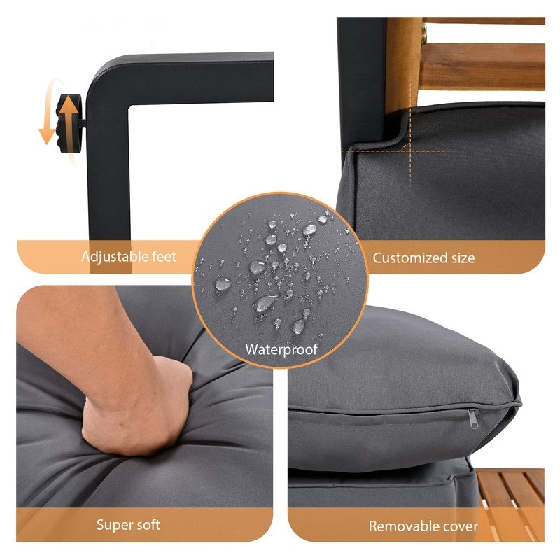 Set da conversazione con mobili da esterno da 4 pezzi, set di divani da giardino con cuscino rimovibile