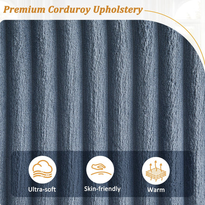 Divano moderno in velluto a coste a 4 posti con porte USB, braccioli con contenitore nascosti, portabicchieri ribaltabili per soggiorno