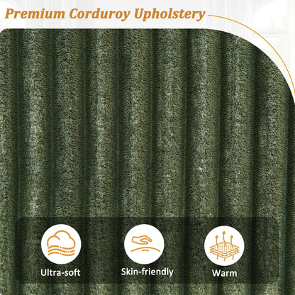 Divano moderno a 4 posti in velluto a coste 133 con porte USB, braccioli portaoggetti nascosti, portabicchieri ribaltabili per soggiorno