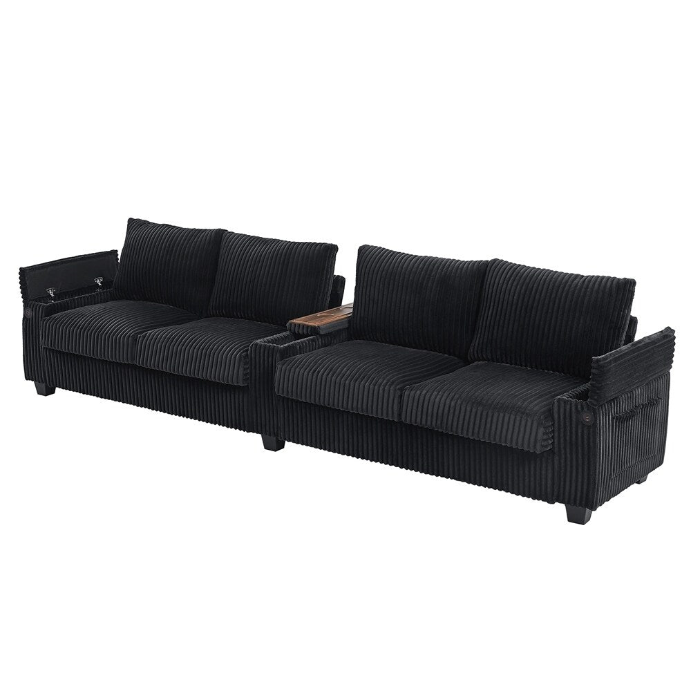 Divano in velluto a coste a 4 posti