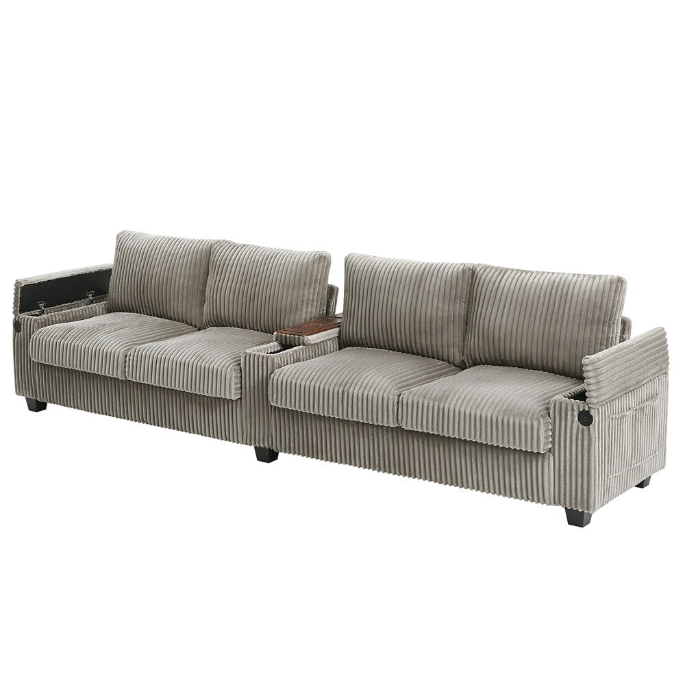 Divano in velluto a coste a 4 posti