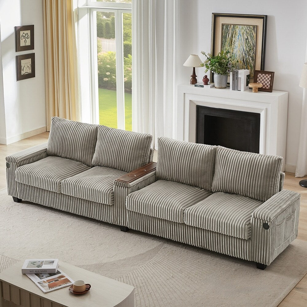 Divano in velluto a coste a 4 posti