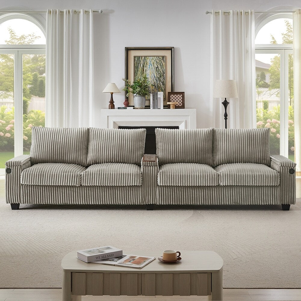 Divano in velluto a coste a 4 posti