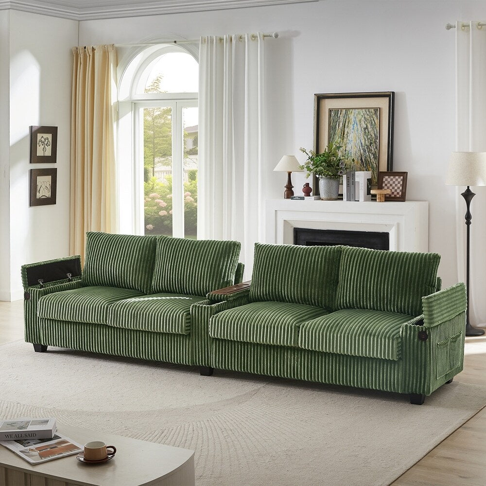 Divano in velluto a coste a 4 posti